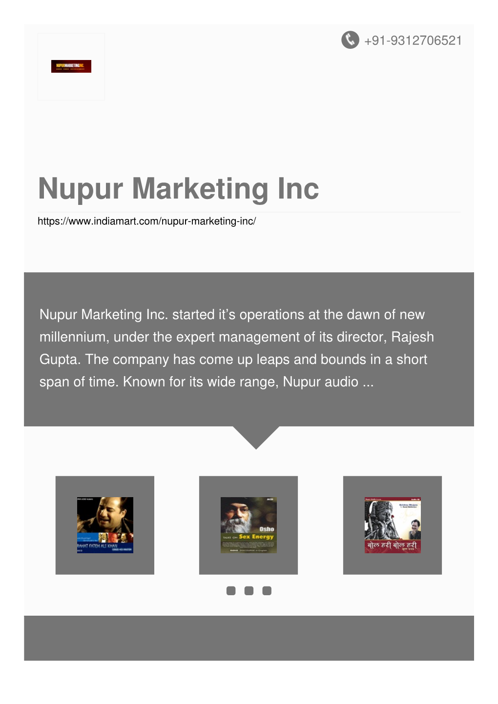 Nupur Marketing Inc