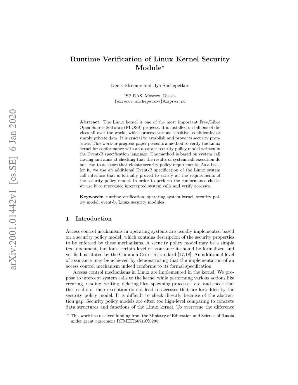 Runtime Verification of Linux Kernel Security Module