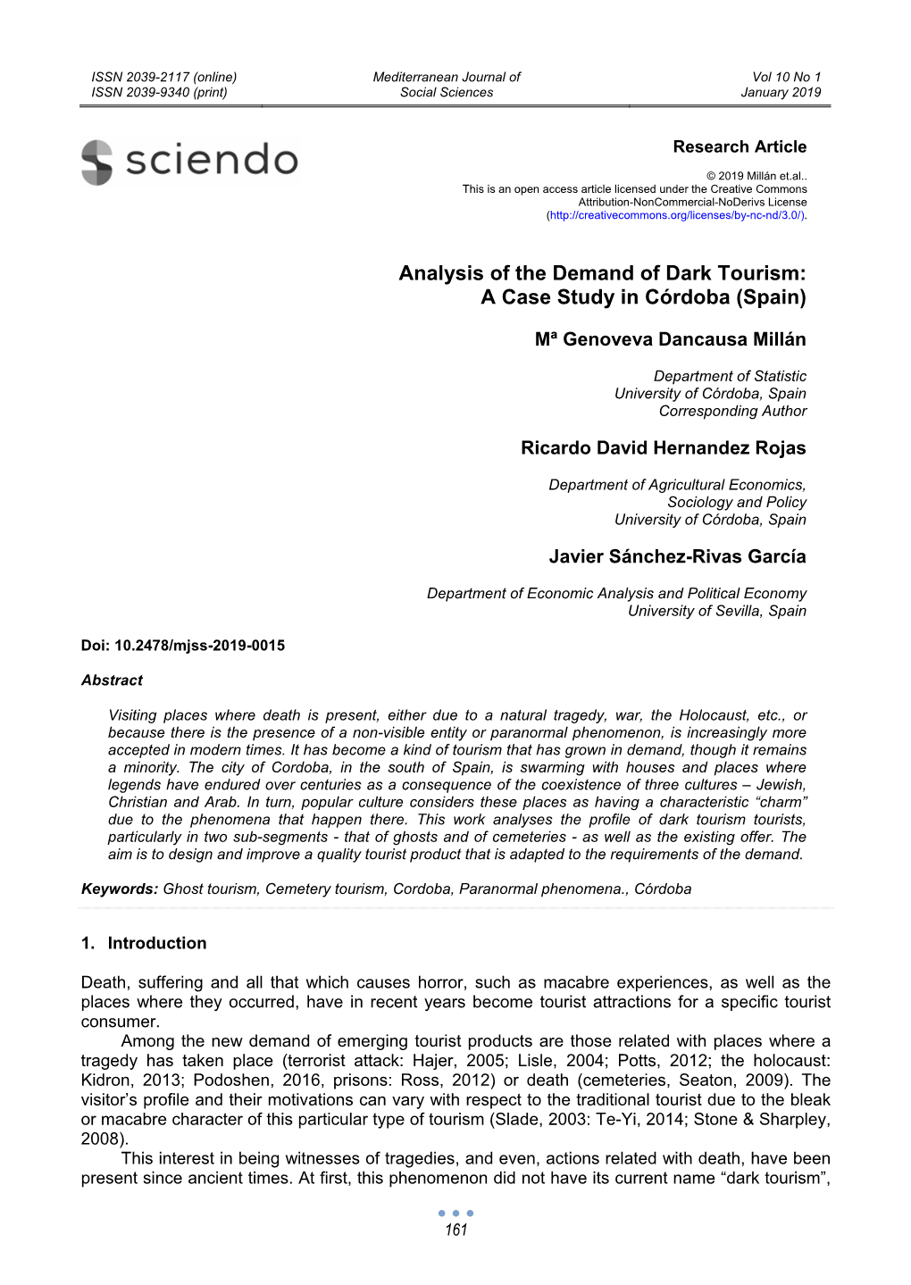 Analysis of the Demand of Dark Tourism: a Case Study in Córdoba (Spain)