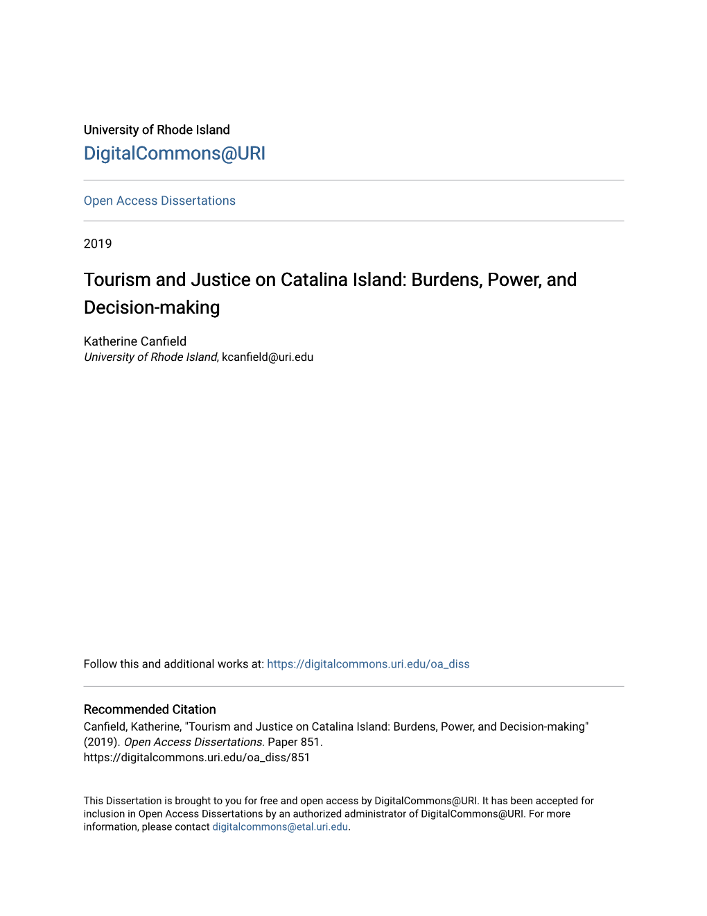 Tourism and Justice on Catalina Island: Burdens, Power, and Decision-Making