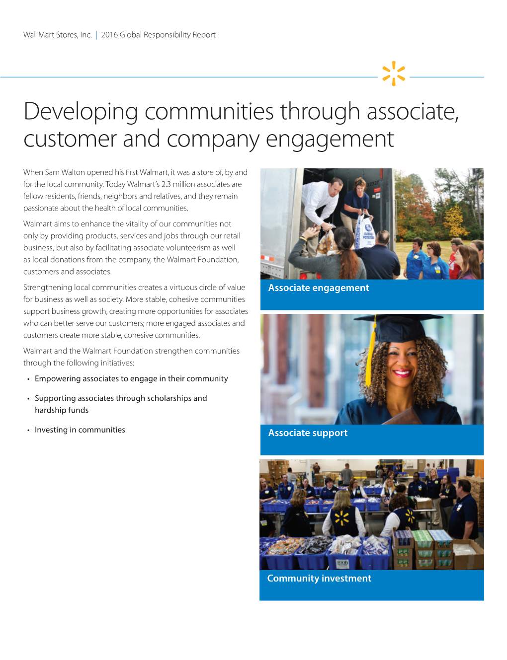 Developing Communities Through Associate, Customer and Company Engagement