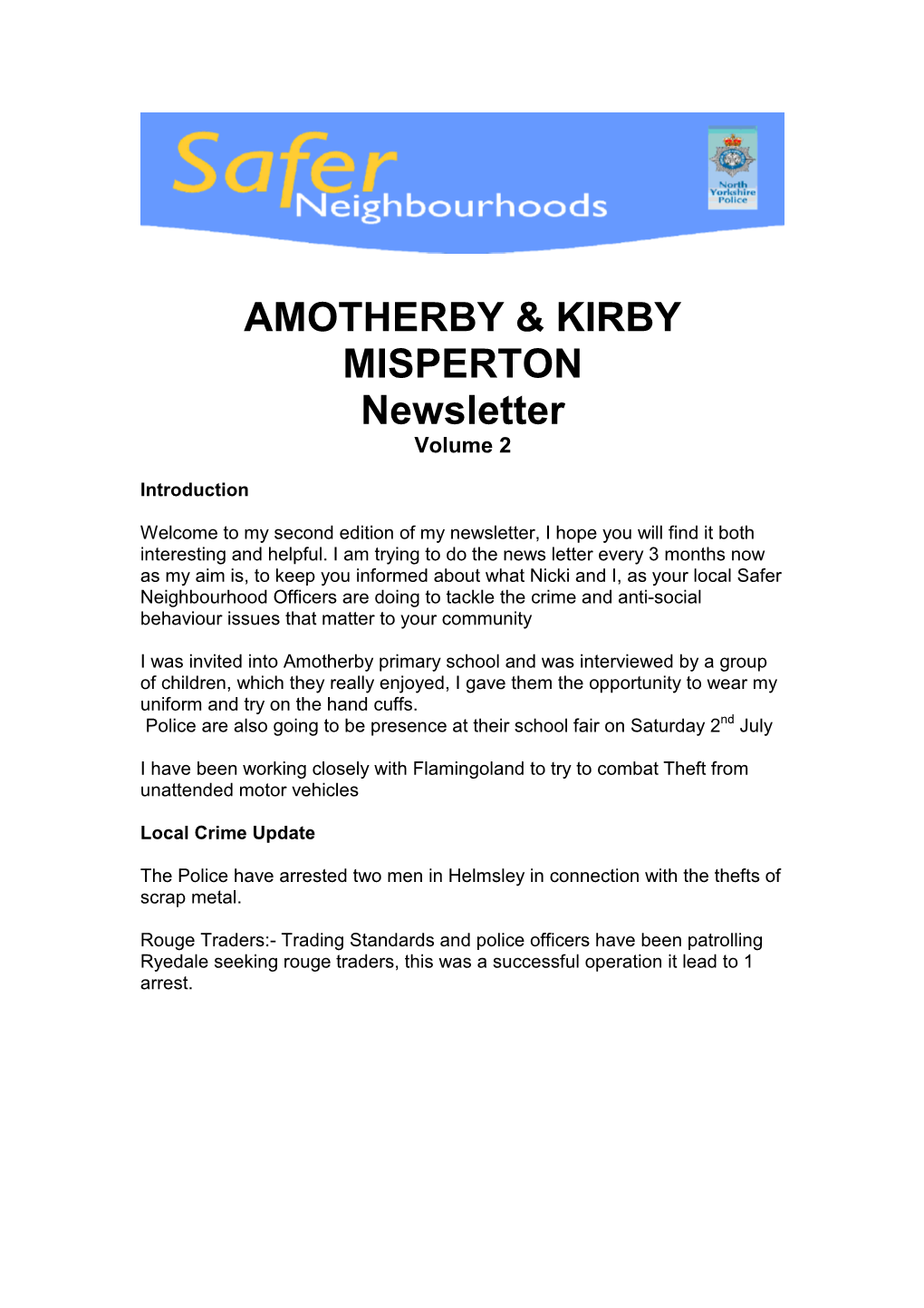 AMOTHERBY & KIRBY MISPERTON Newsletter