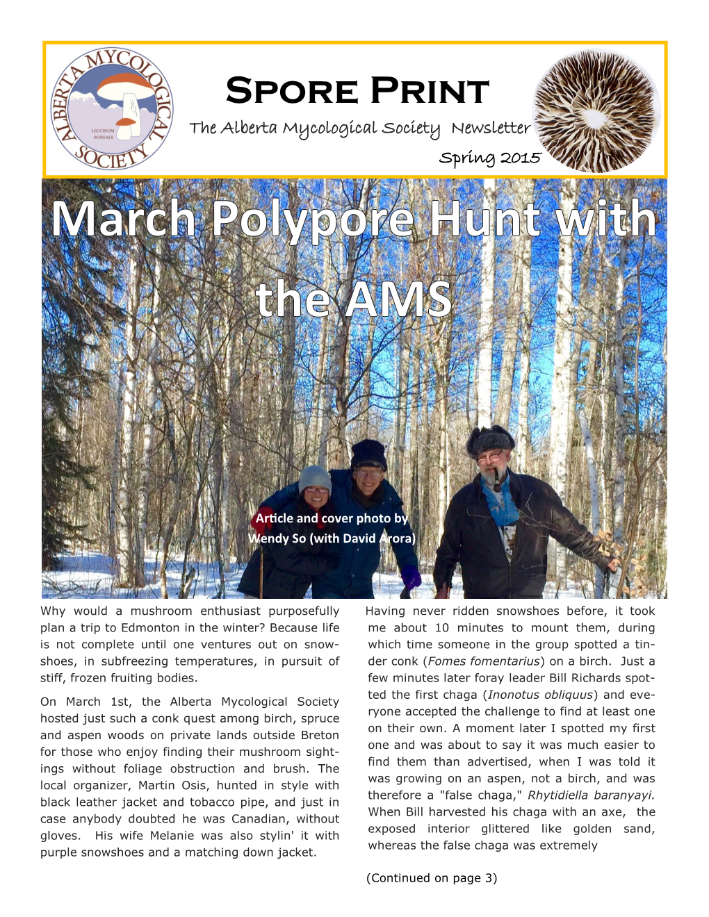 Spore Print the Alberta Mycological Society Newsletter Spring 2015