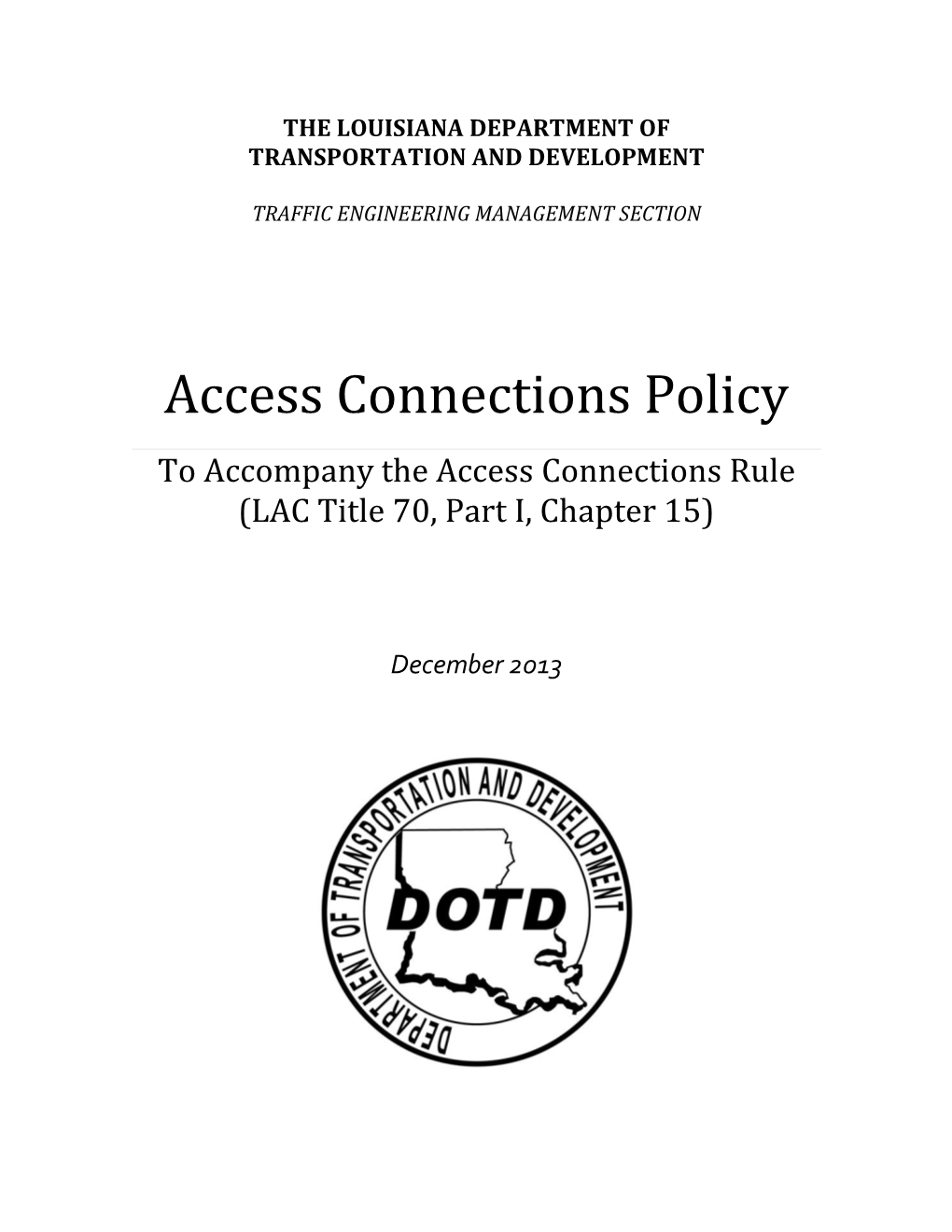 Access Connections Policy (December 2013)