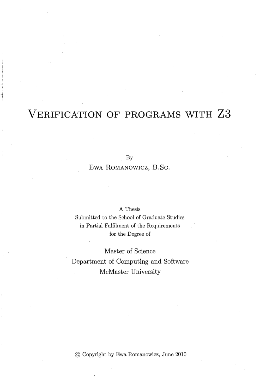 Verification of Programs with Z3