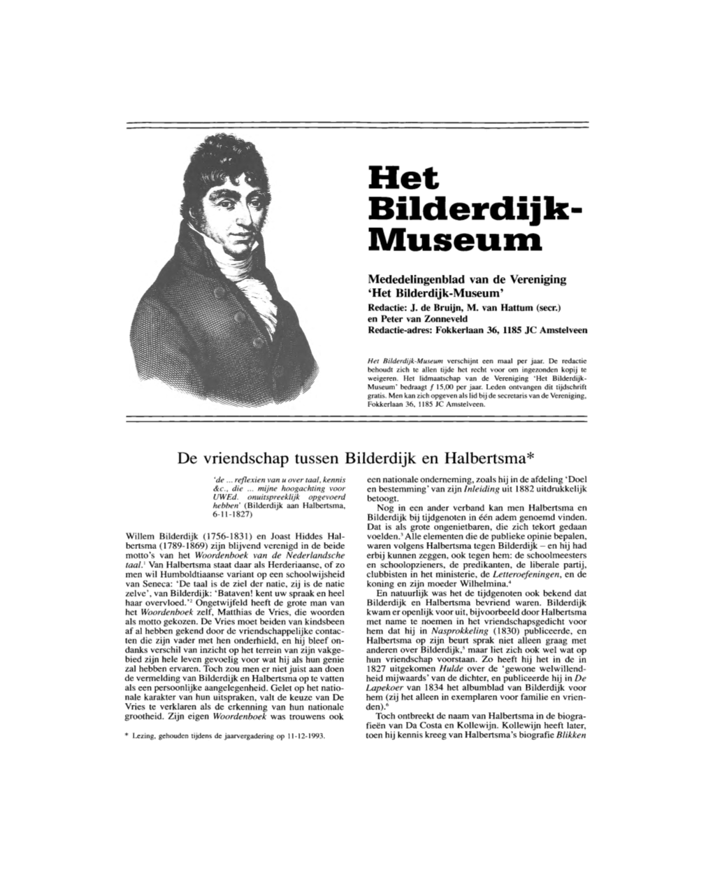 Bilderdijk-Museum' Redaetie: J