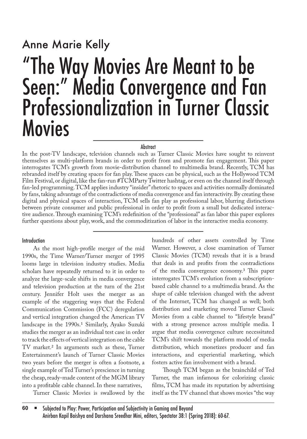 Media Convergence and Fan Professionalization in Turner Classic