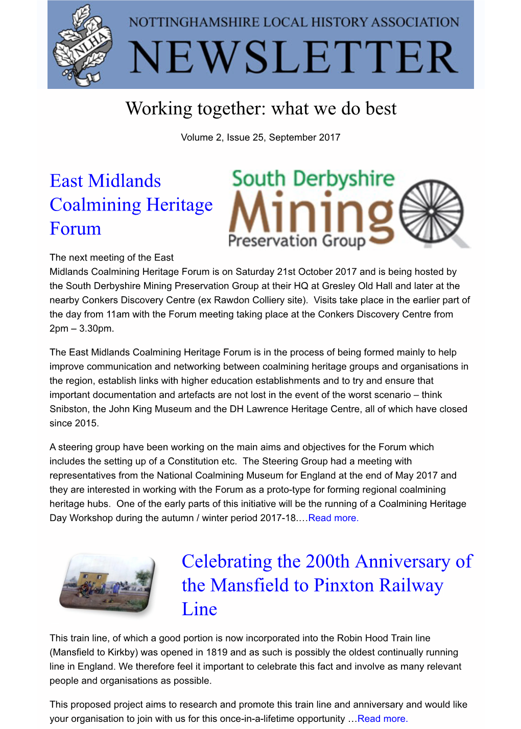 What We Do Best East Midlands Coalmining Heritage Forum