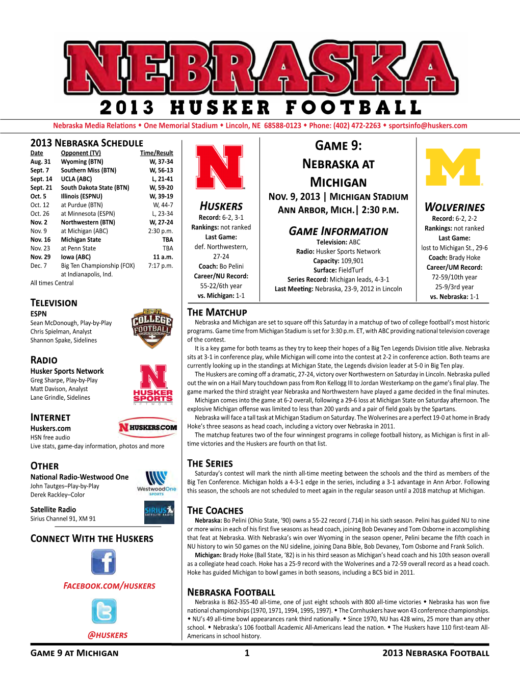 2013 HUSKER FOOTBALL Game 9