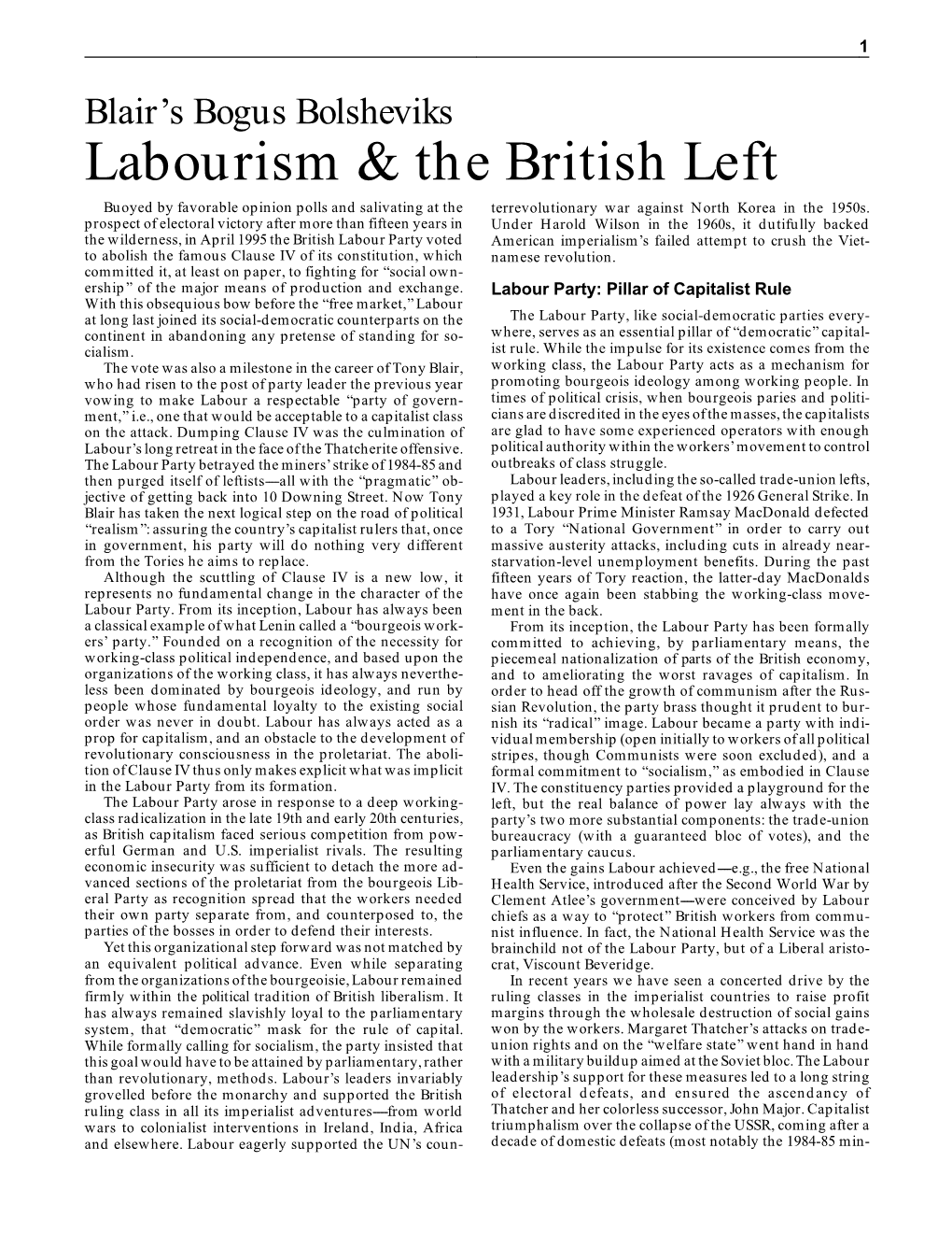 Labourism & the British Left