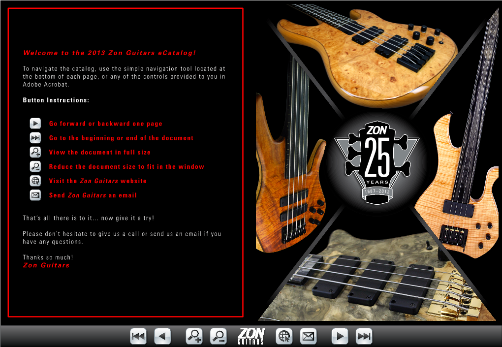 Welcome to the 2013 Zon Guitars Ecatalog! to Navigate the Catalog