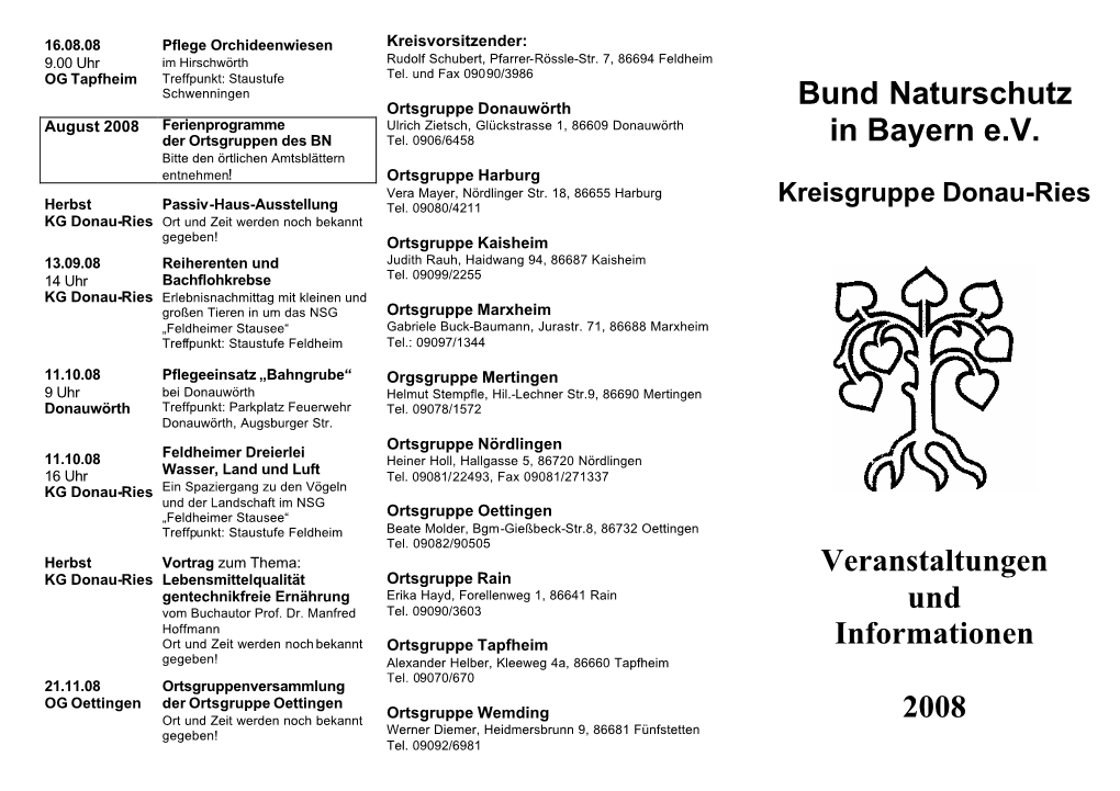 Veranstaltungen Der BN Kreisgruppe 2008