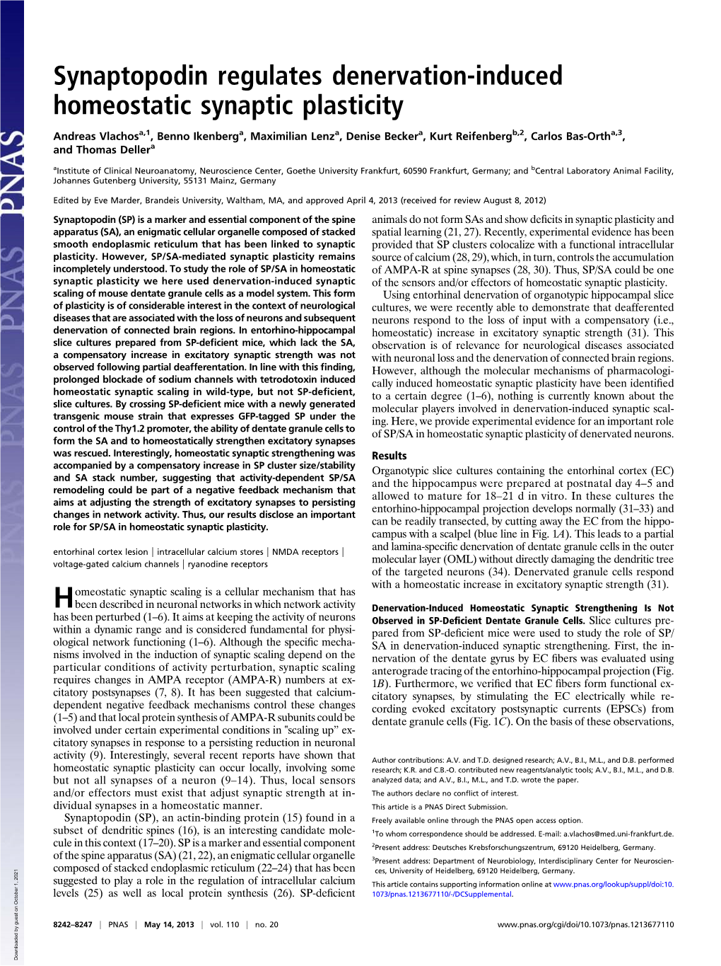 Synaptopodin Regulates Denervation-Induced Homeostatic Synaptic Plasticity