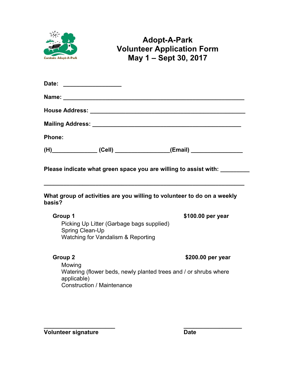 Volunteer Application Form s10