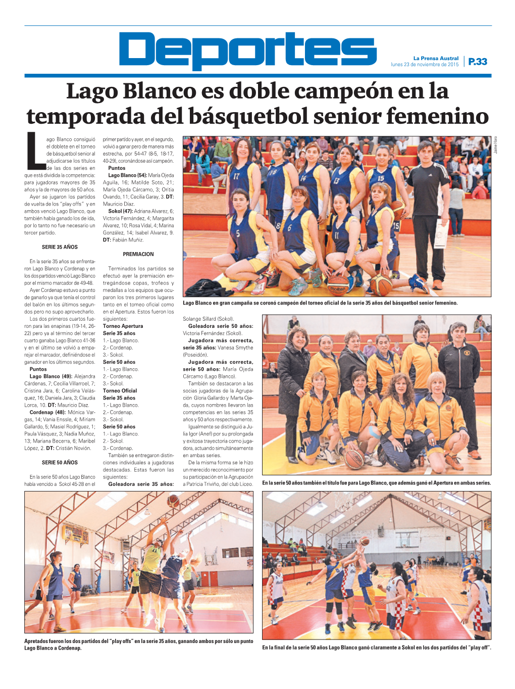 Lago Blanco Es Doble Campeón En La Temporada Del Básquetbol Senior Femenino