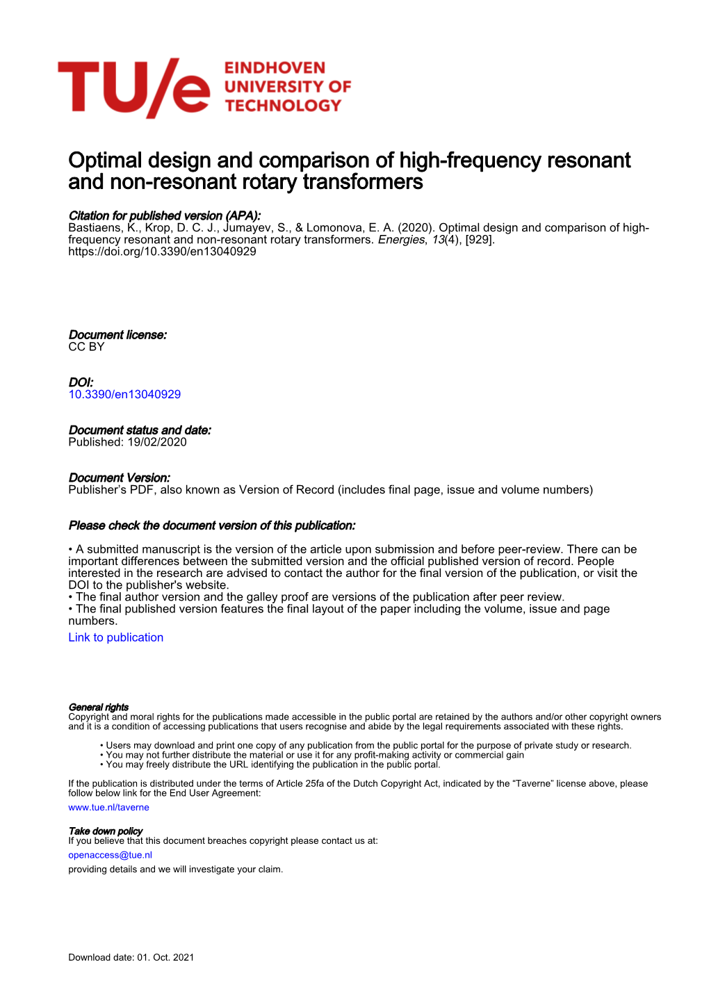 Optimal Design and Comparison of High-Frequency Resonant and Non-Resonant Rotary Transformers