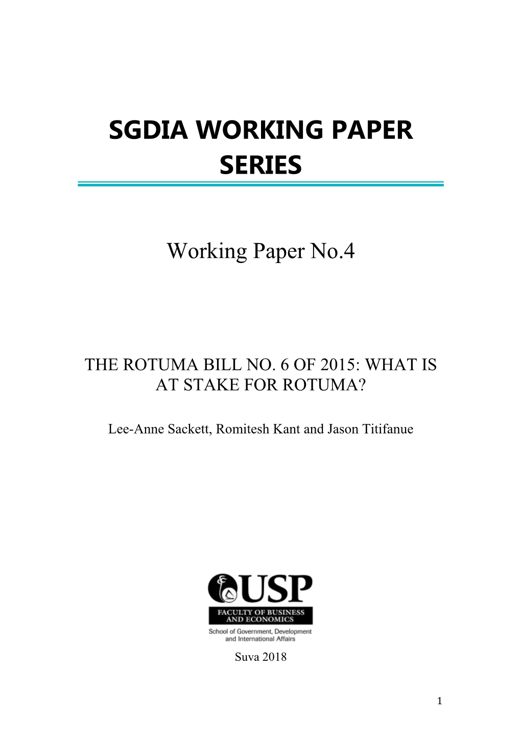 Sgdia Working Paper Series