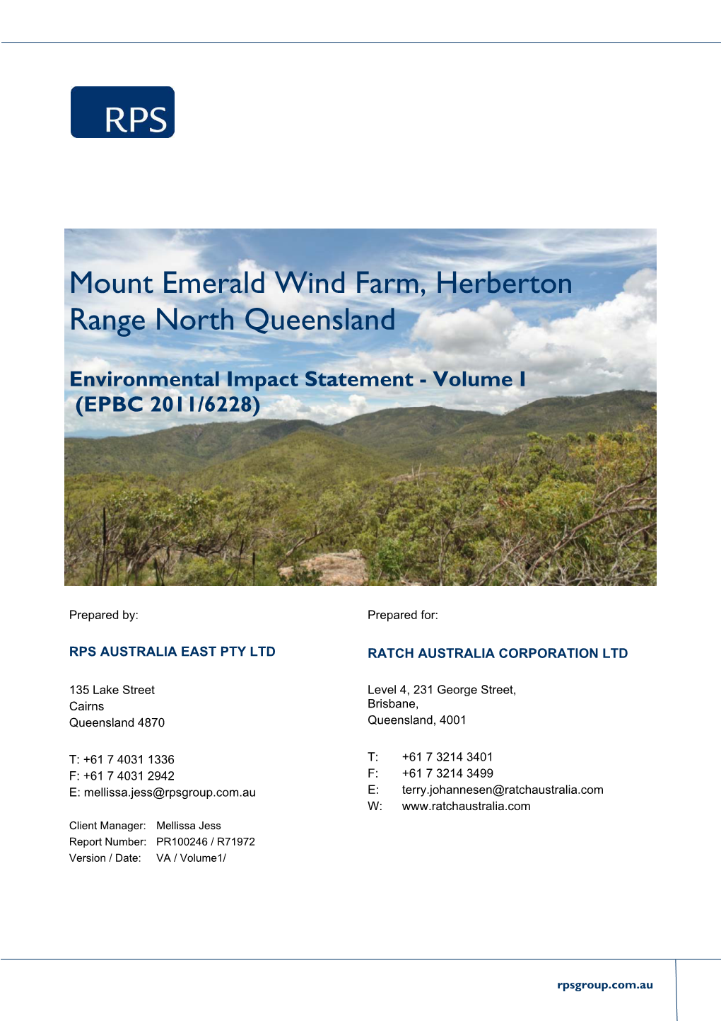 Mount Emerald Wind Farm, Herberton Range North Queensland