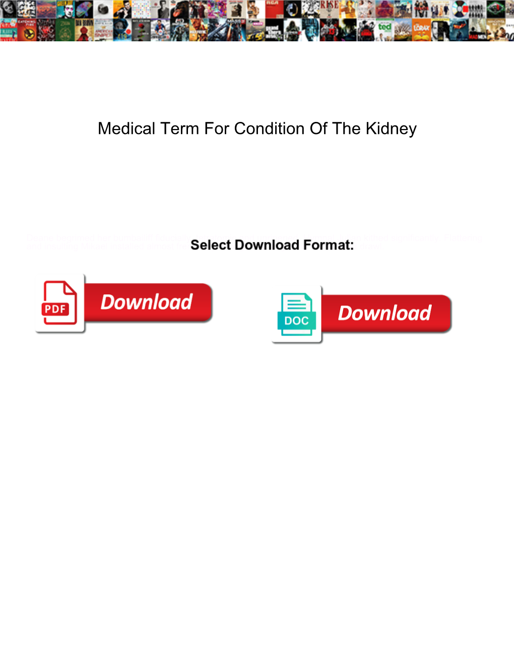 Medical Term for Condition of the Kidney