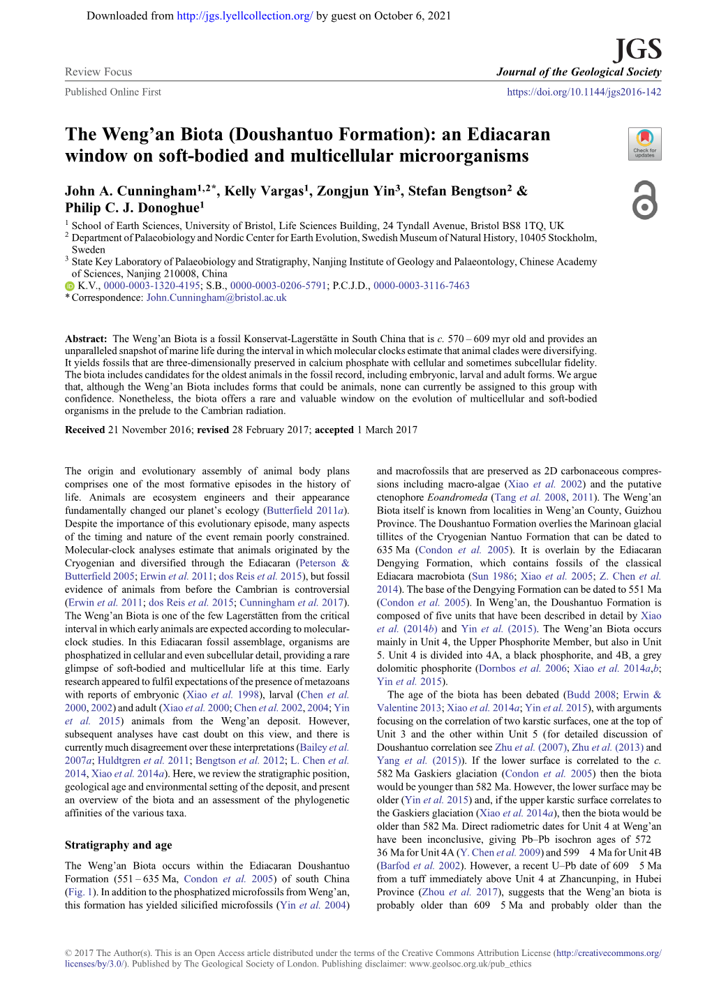 Doushantuo Formation): an Ediacaran Window on Soft-Bodied and Multicellular Microorganisms