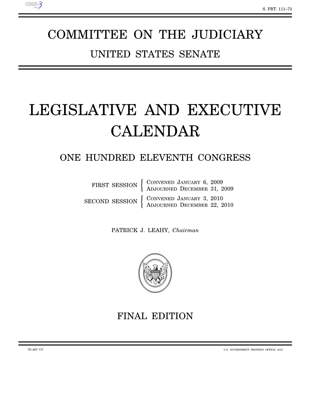 Legislative and Executive Calendar