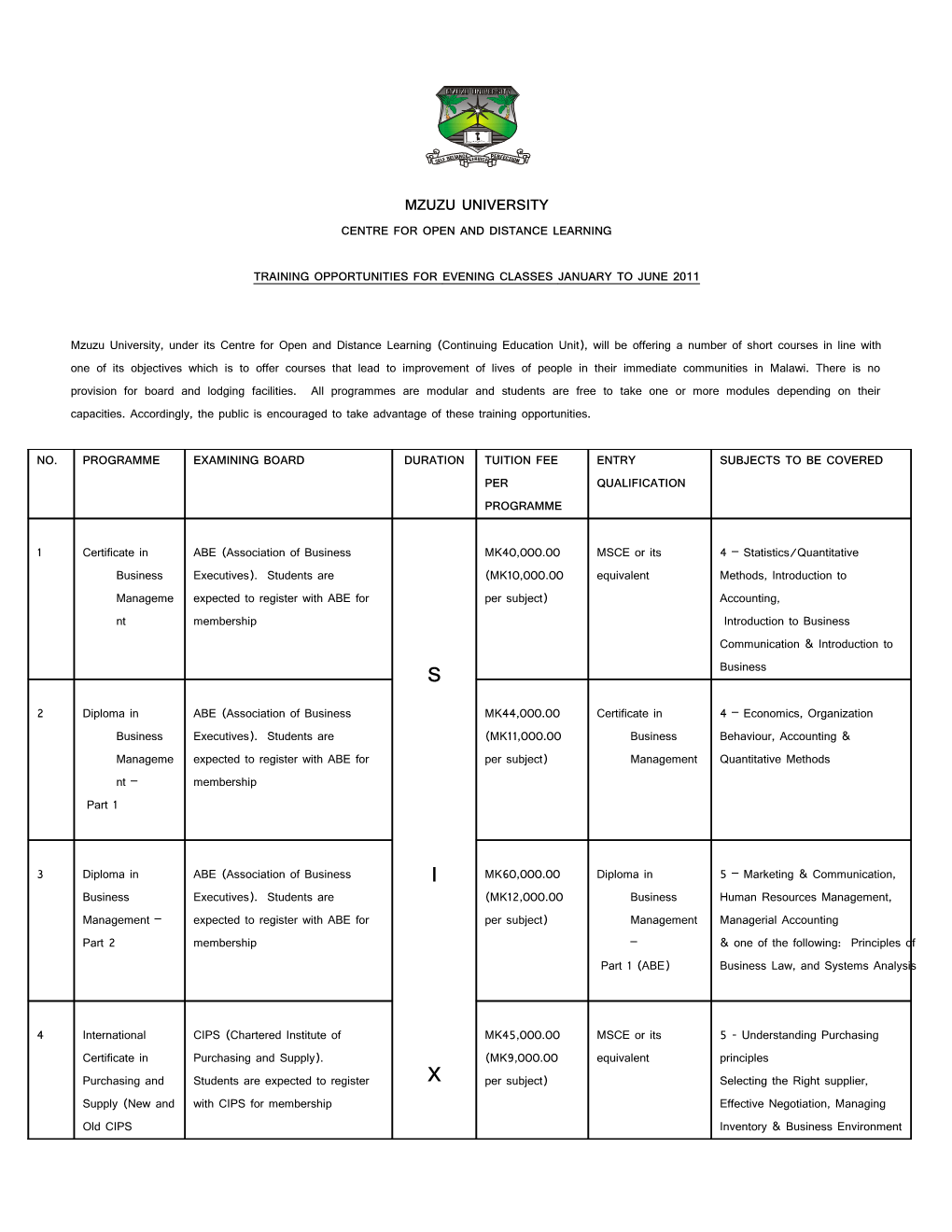 Centre for Open and Distance Learning