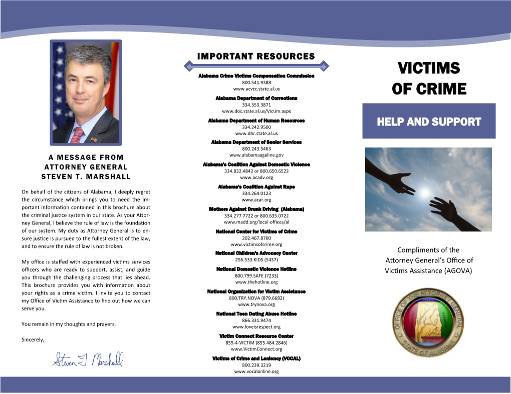 Victims of Crime Sure Jus� Ce Is Pursued to the Fullest Extent of the Law, 202.467.8700 and to Ensure the Rule of Law Is Not Broken