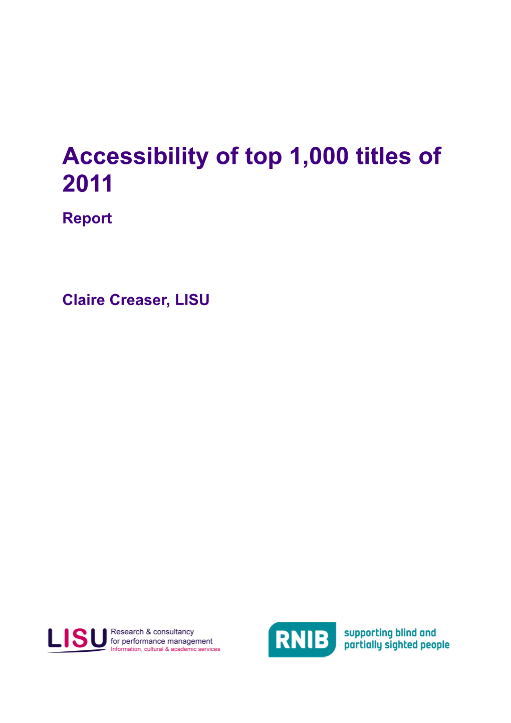 Accessibility of Top 1,000 Titles of 2011