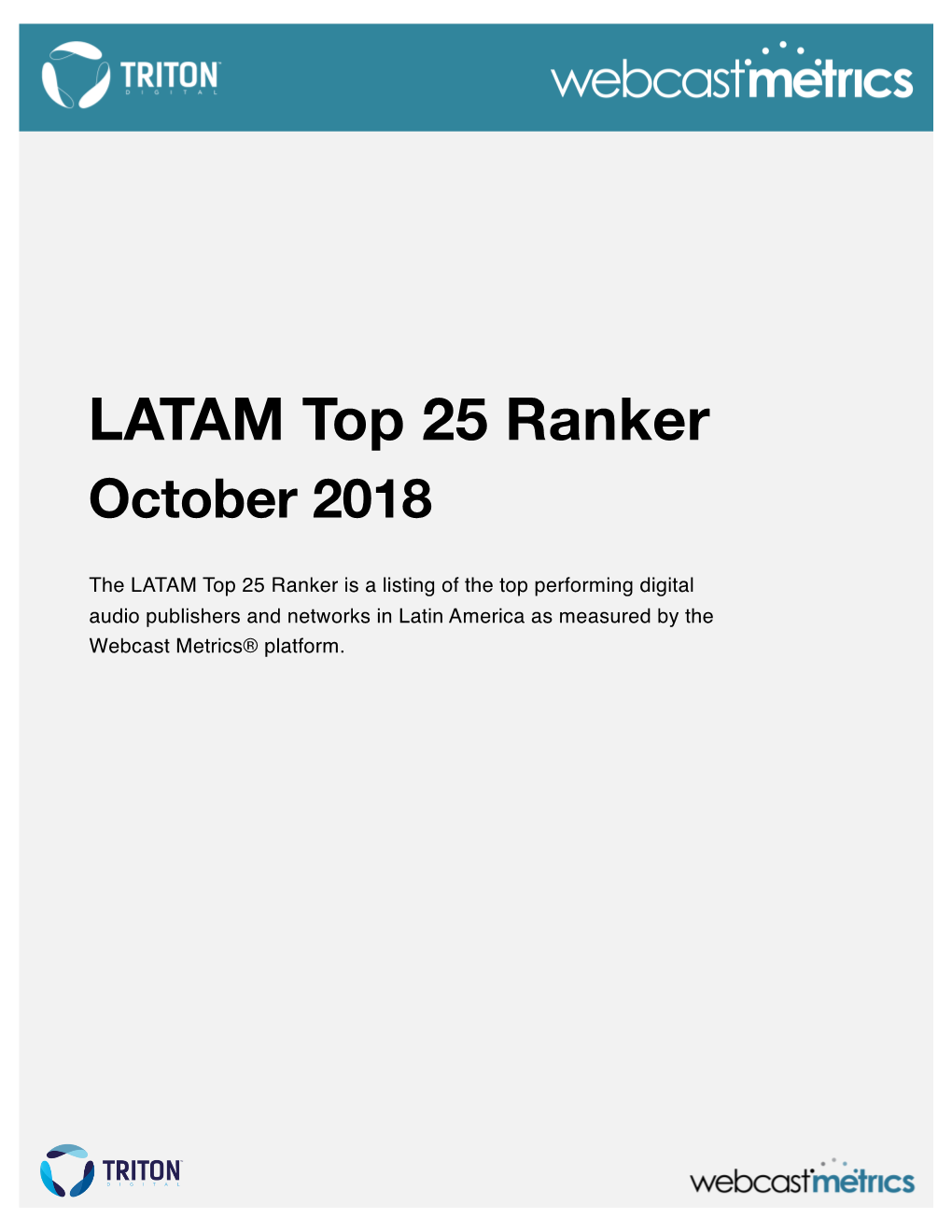 LATAM Top 25 Ranker October 2018