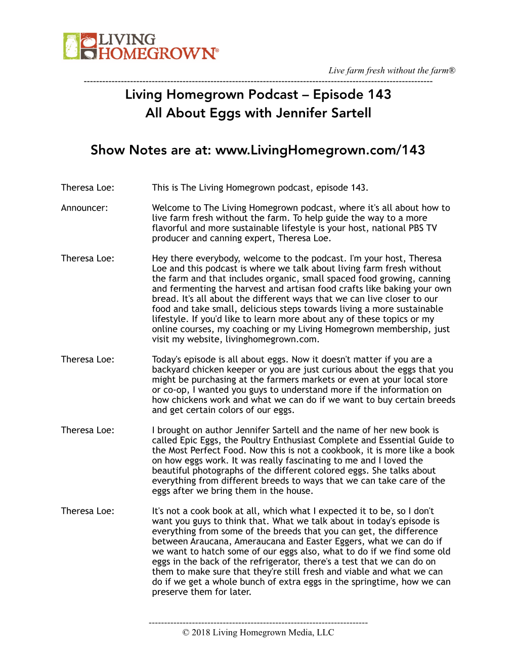 LH 143 Living Homegrown Podcast Transcript