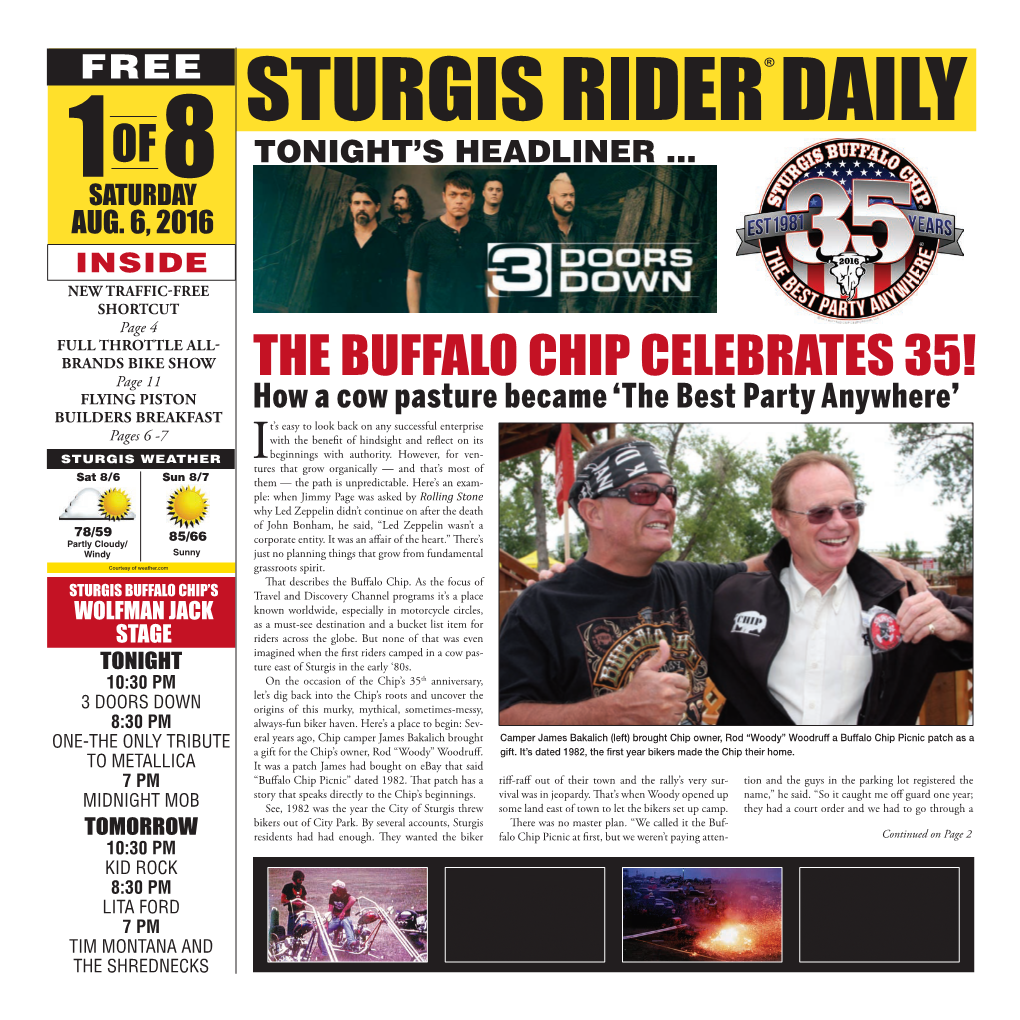 Sturgis Rider Daily 1 of 8 Tonight’S Headliner … Saturday Aug
