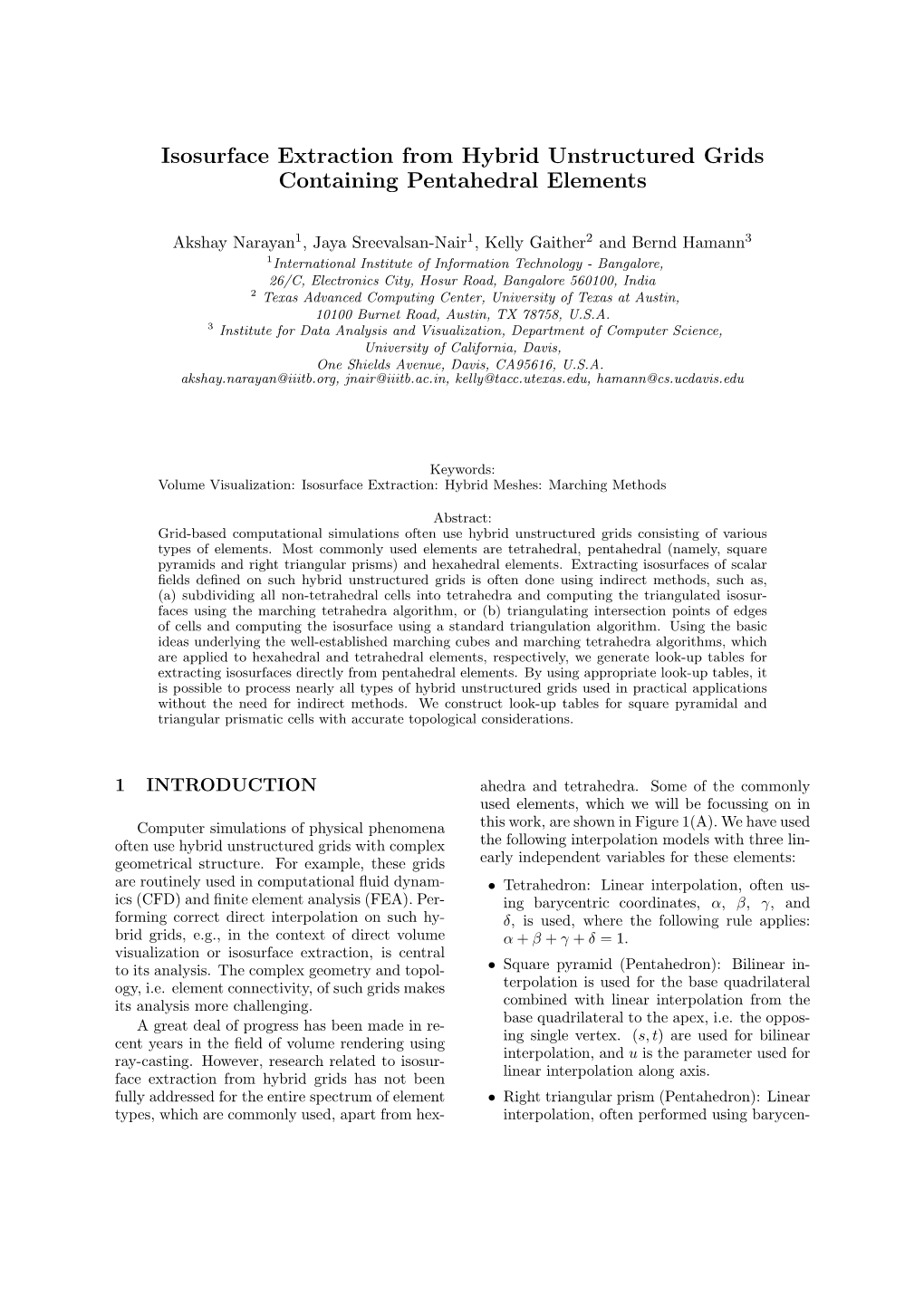 Isosurface Extraction from Hybrid Unstructured Grids Containing Pentahedral Elements