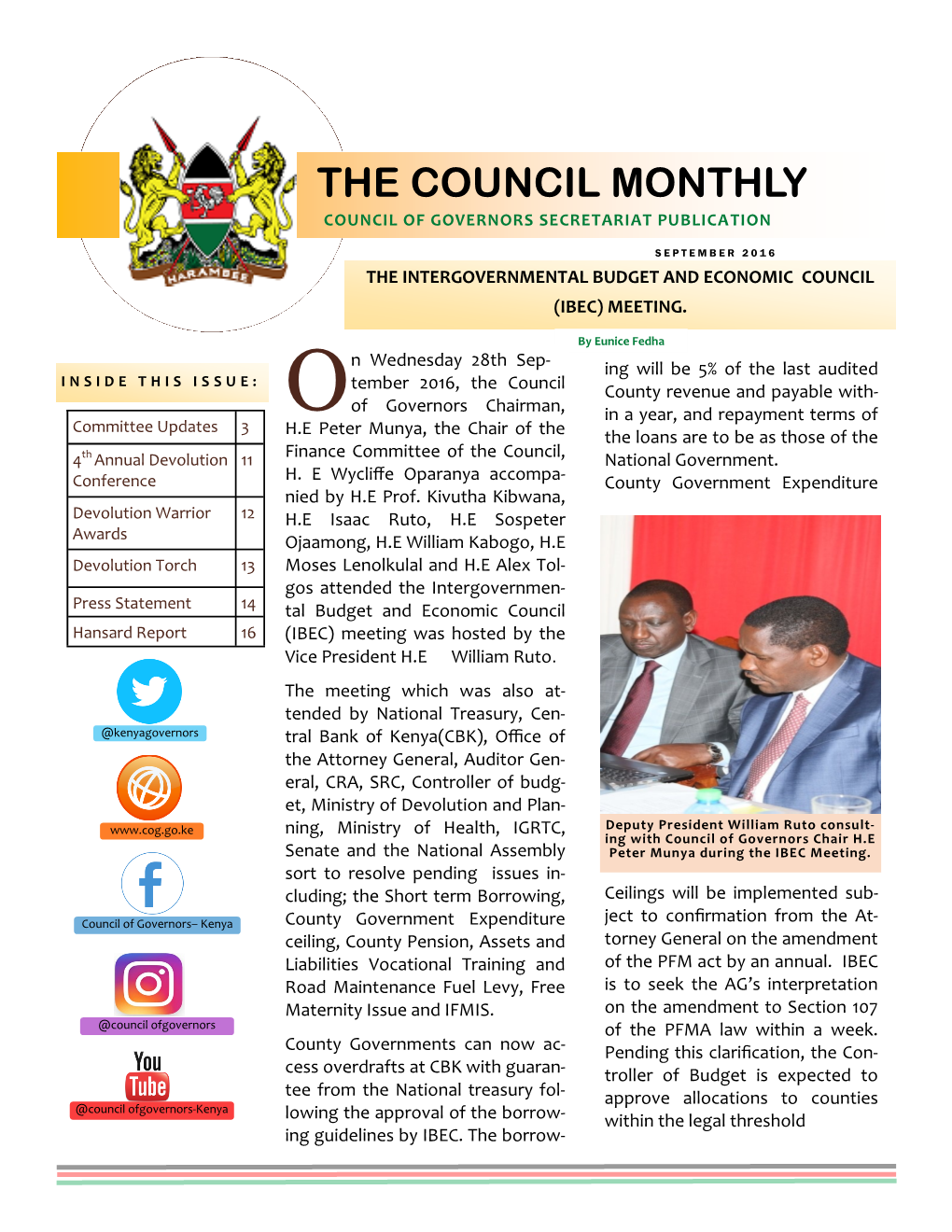 The Council Monthly Council of Governors Secretariat Publication