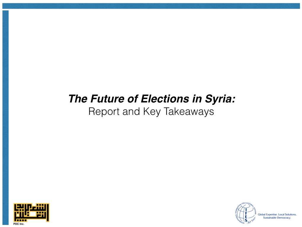 The Future of Elections in Syria 1 15 18