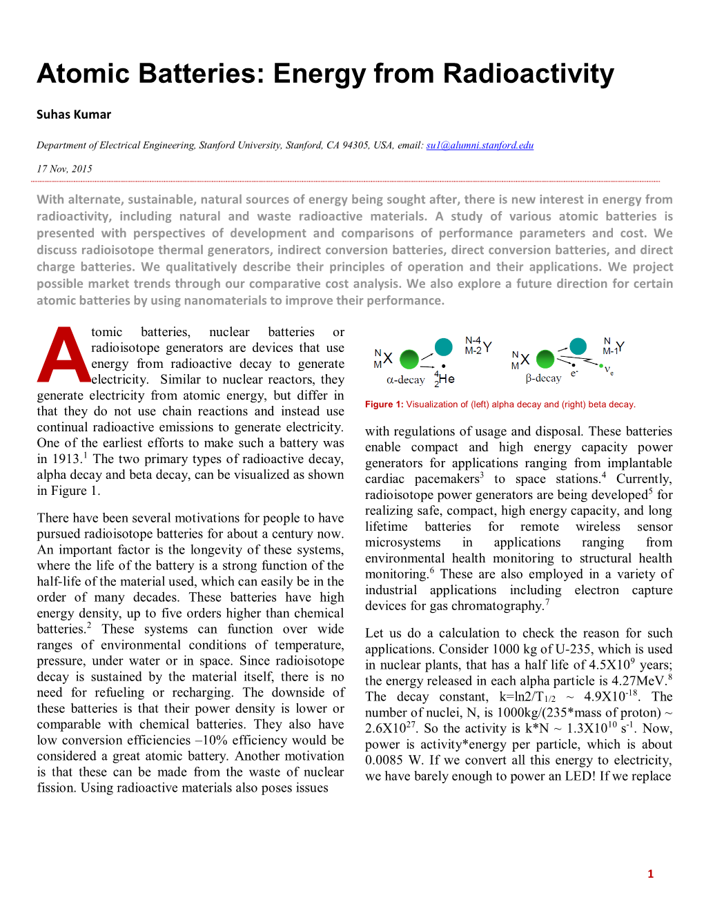 Atomic Batteries: Energy from Radioactivity