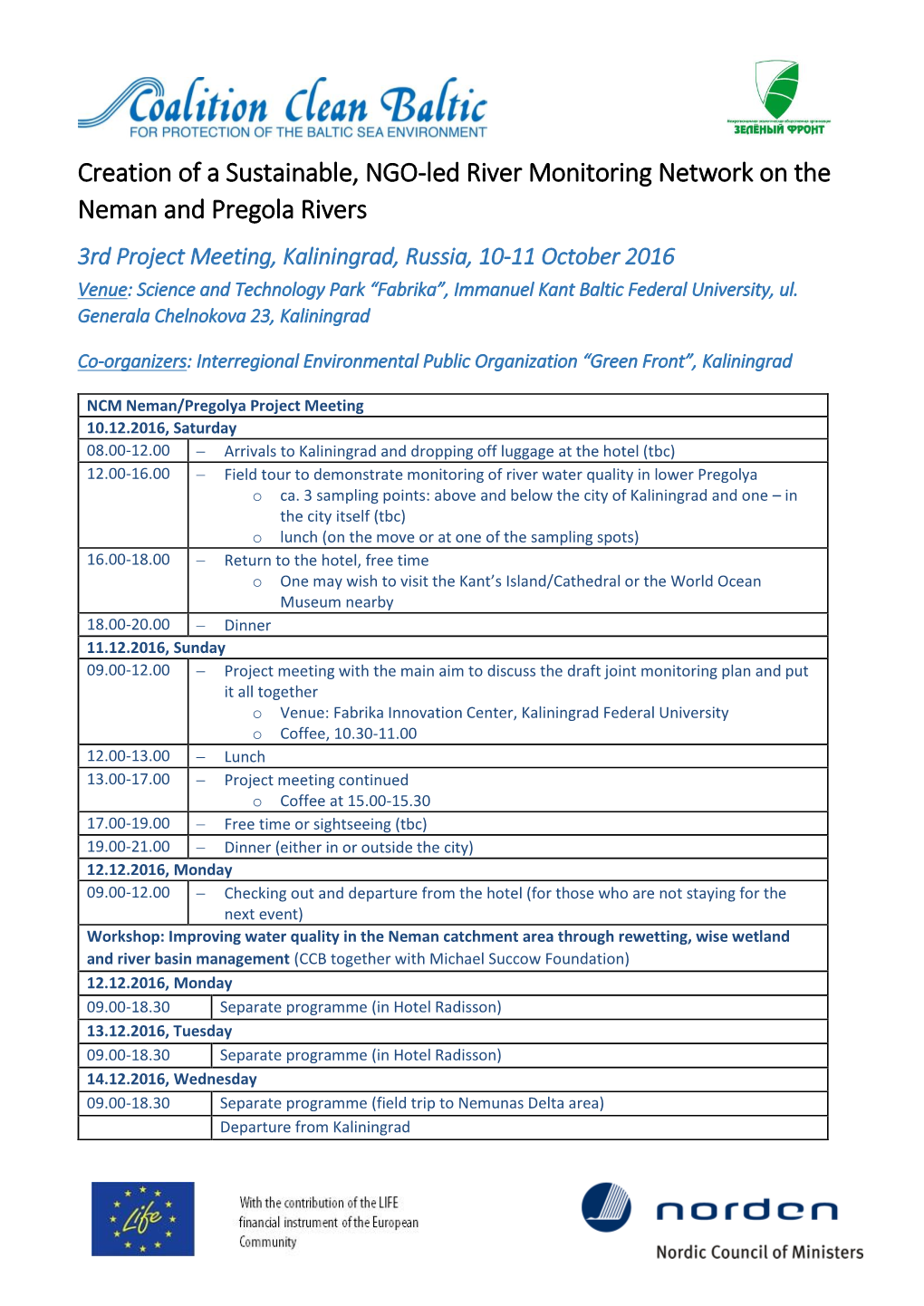 Creation of a Sustainable, NGO-Led River Monitoring Network on The