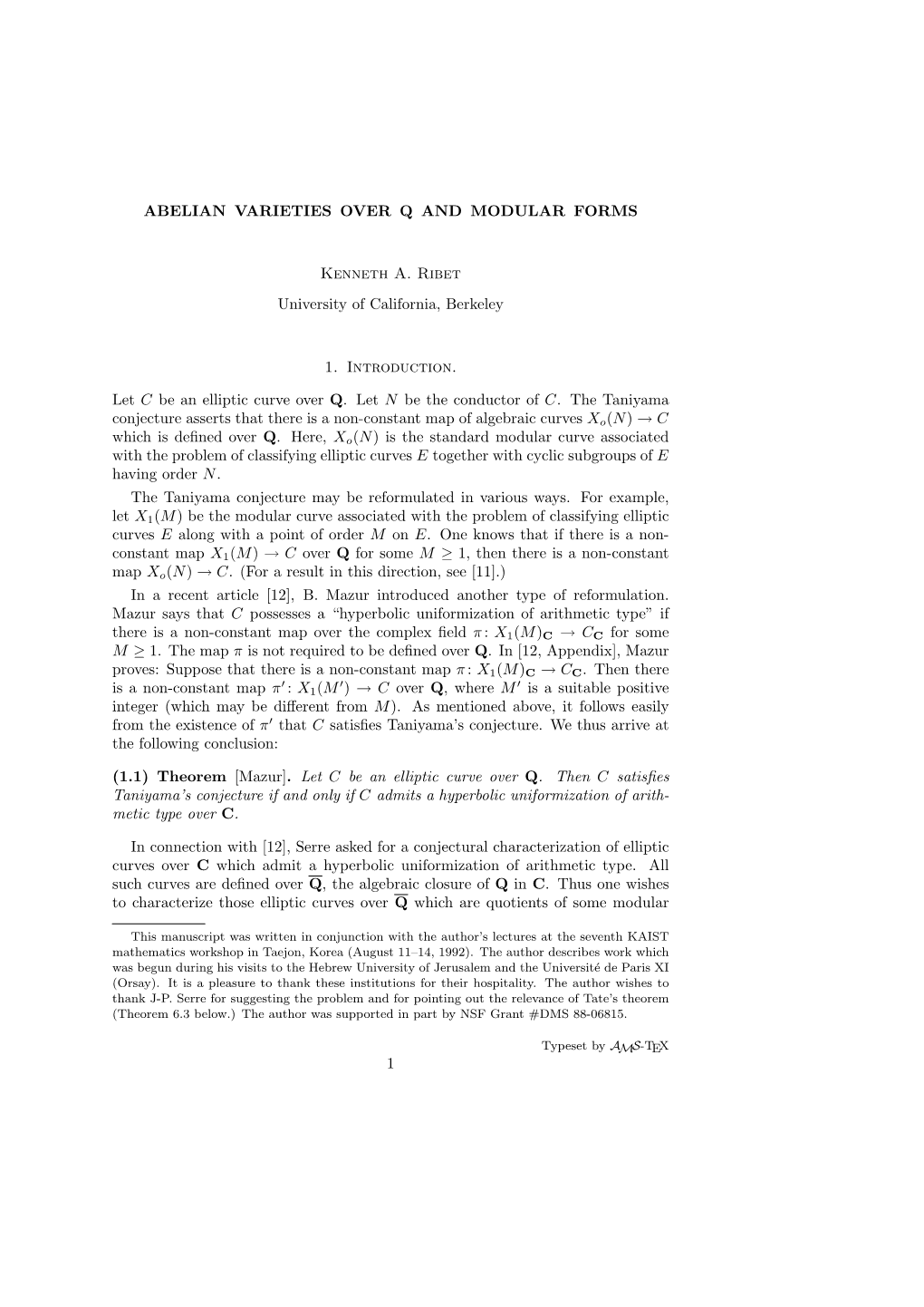 Abelian Varieties Over Q and Modular Forms