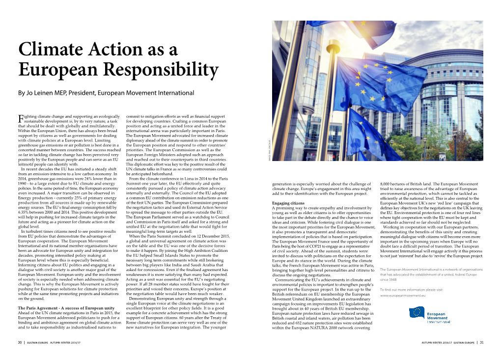 Climate Action As a European Responsibility