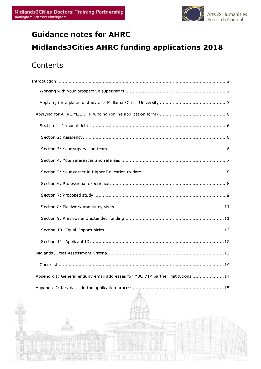 Guidance Notes for AHRC Midlands3cities AHRC Funding Applications 2018