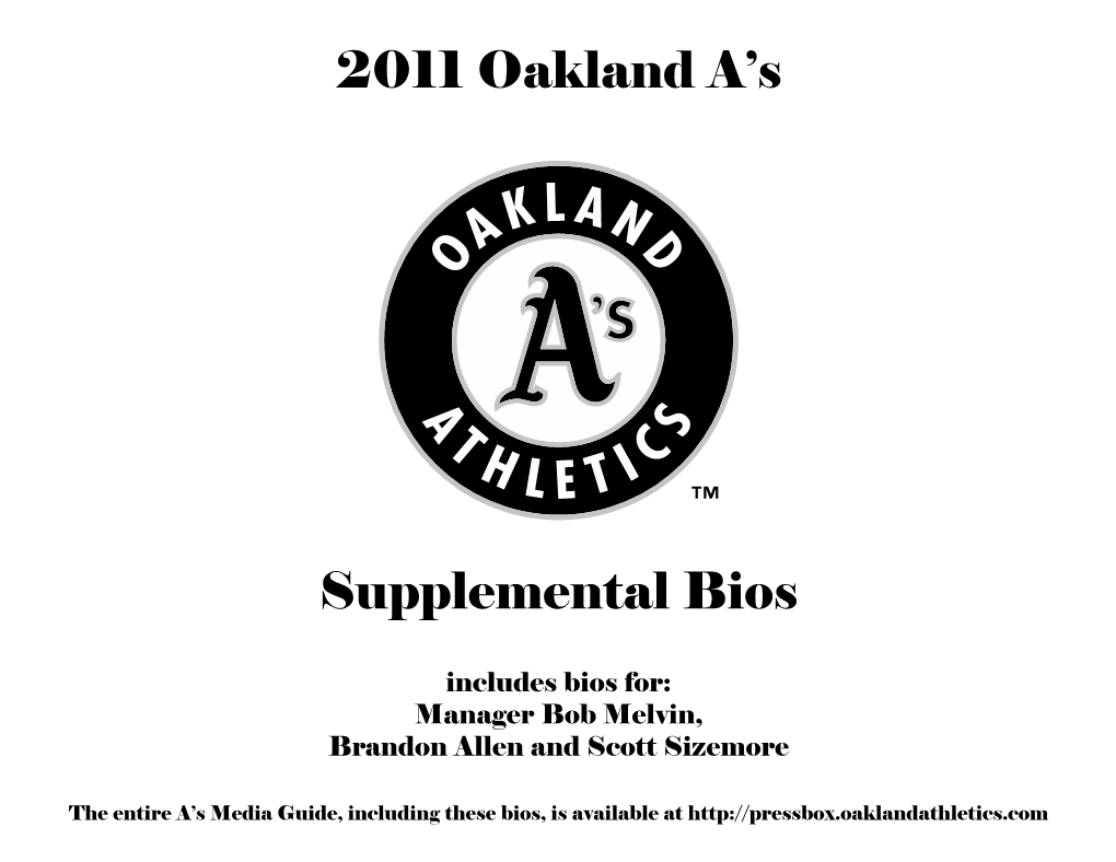 2011 Oakland A's Supplemental Bios