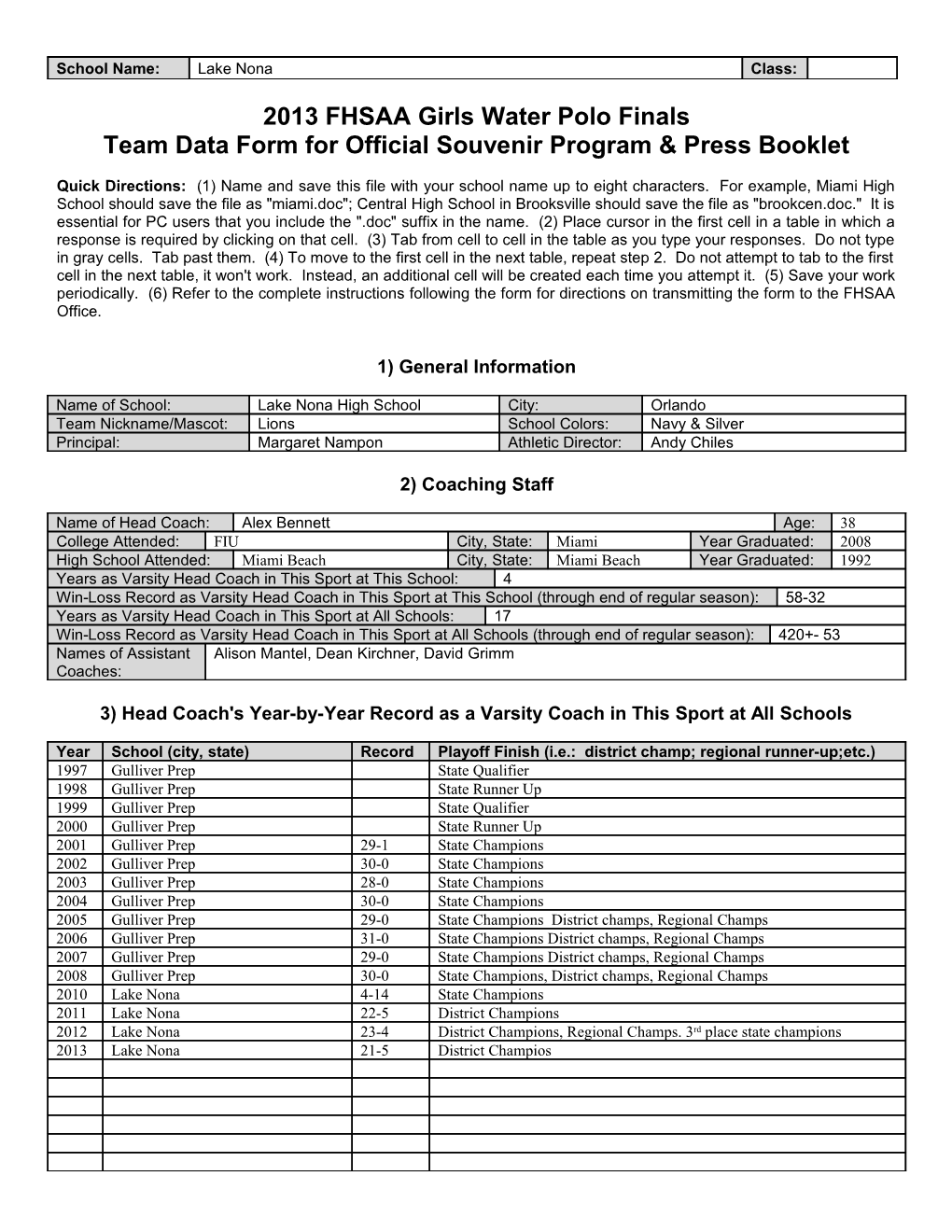 Team Data Form for Official Souvenir Program & Press Booklet s5