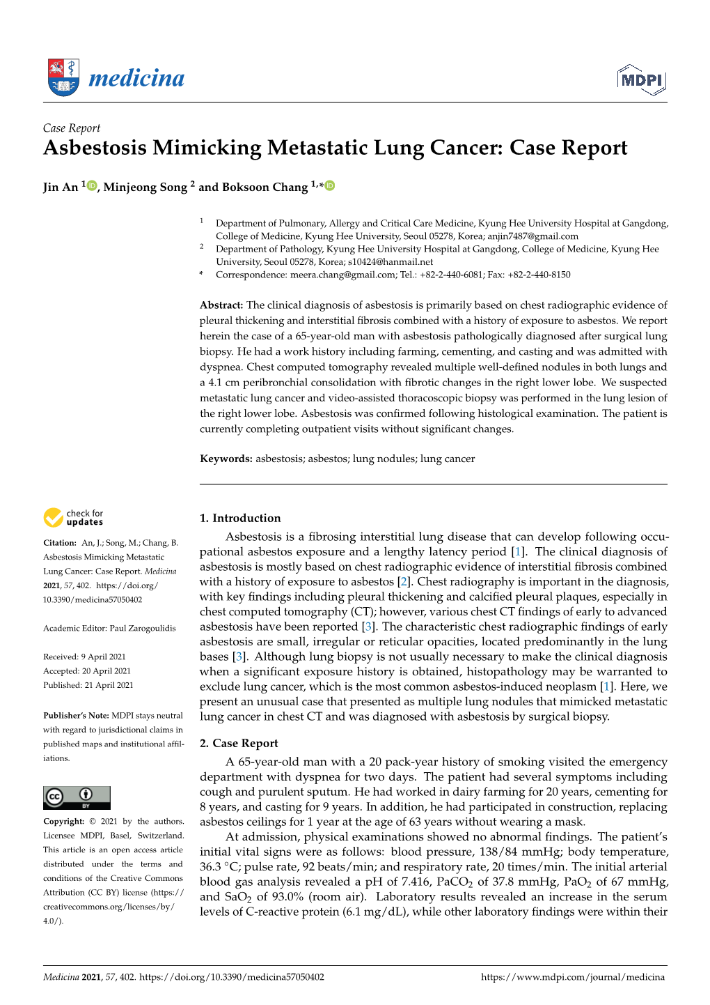 Asbestosis Mimicking Metastatic Lung Cancer: Case Report