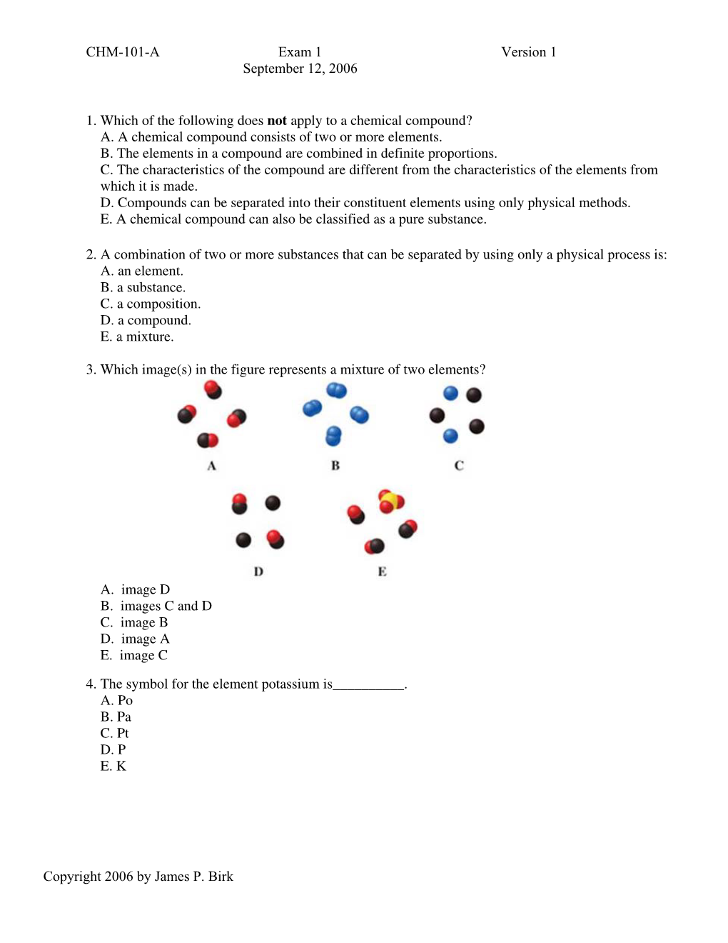 Exam 1 Version 1 September 12, 2006