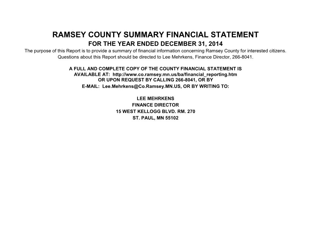 2014 Summary Financial Statement