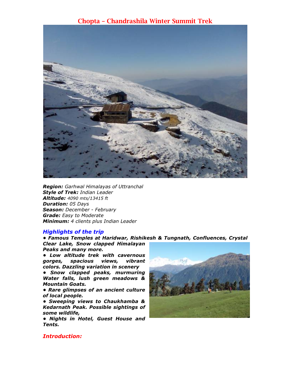 Chopta – Chandrashila Winter Summit Trek