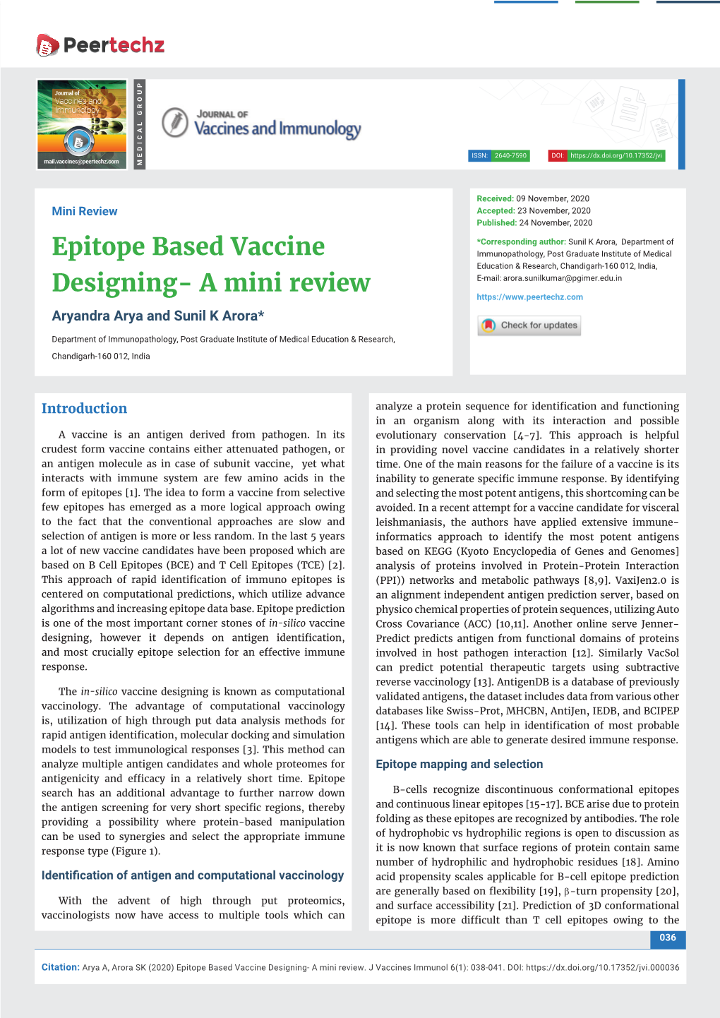 Epitope Based Vaccine Designing- a Mini Review