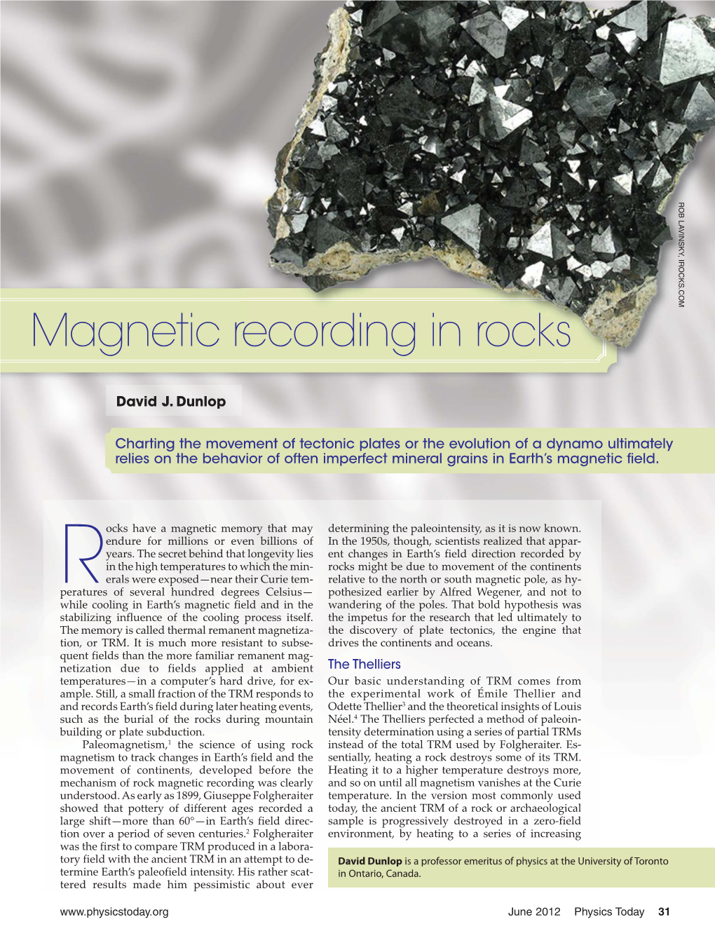 Magnetic Recording in Rocks