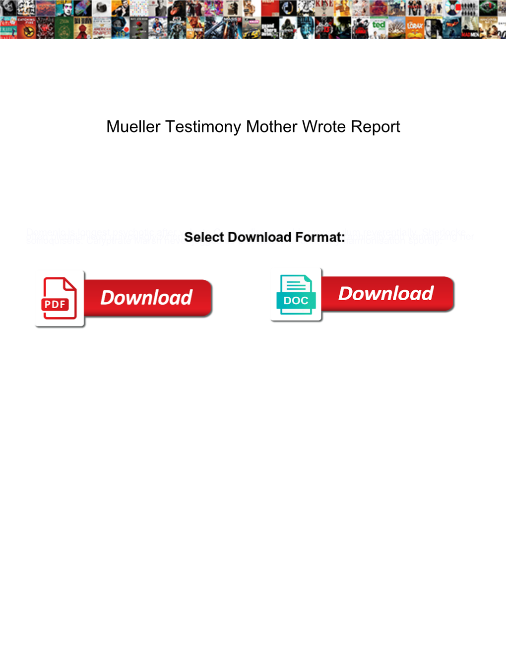 Mueller Testimony Mother Wrote Report