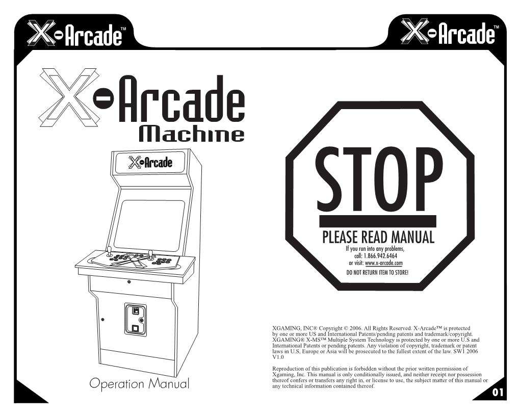 X-Arcade™ Machine Manual
