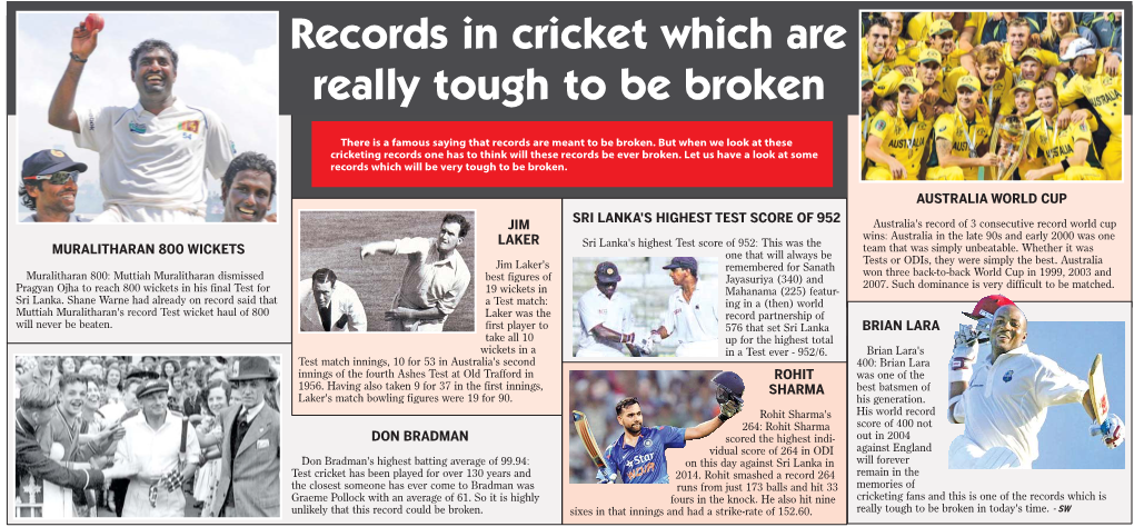 Records in Cricket Which Are Really Tough to Be Broken